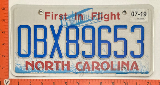 2019 North Carolina #OBX89653 Passenger License Plate