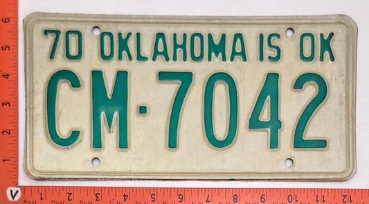 1970 Oklahoma #CM-7042 Passenger License Plate