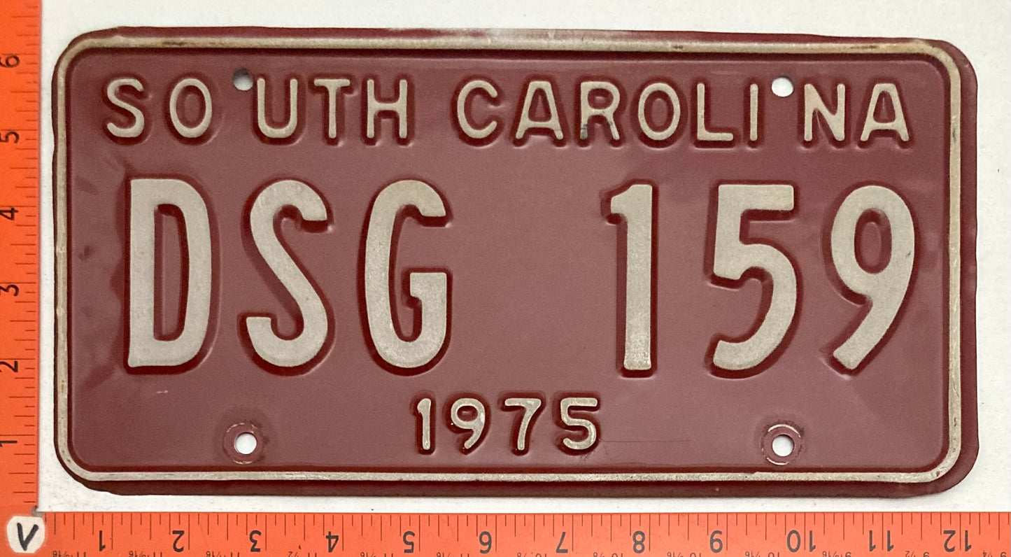 1975 South Carolina #DSG 159 Passenger License Plate