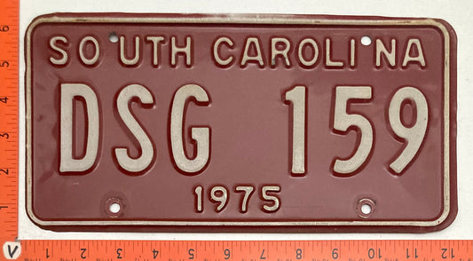 1975 South Carolina #DSG 159 Passenger License Plate