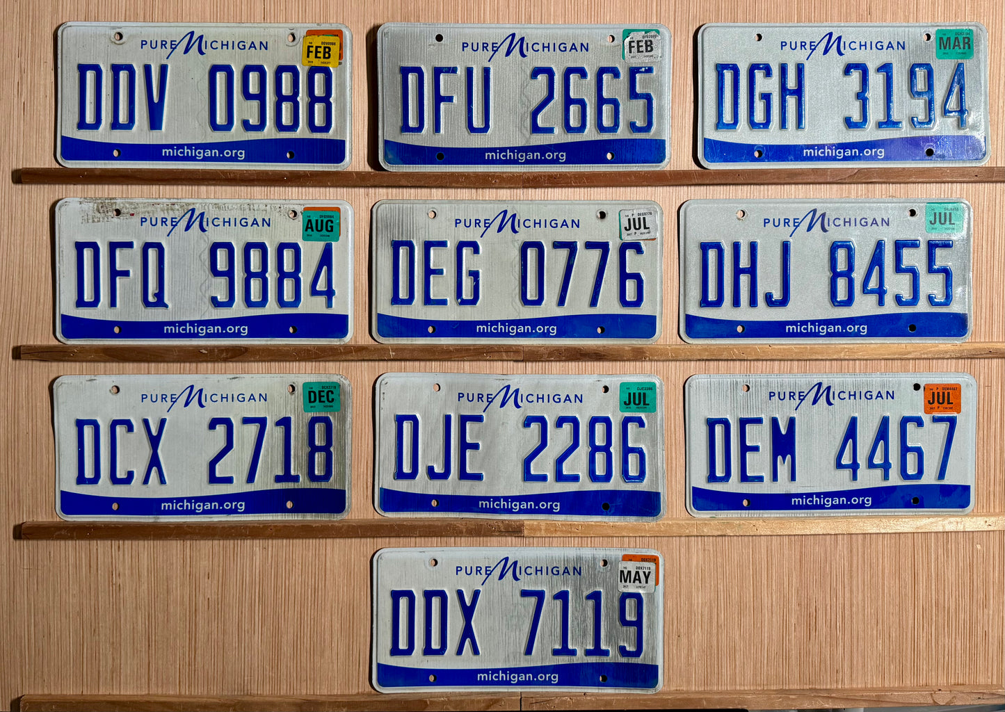 Group of 10 Michigan Passenger License Plates (Crafter)