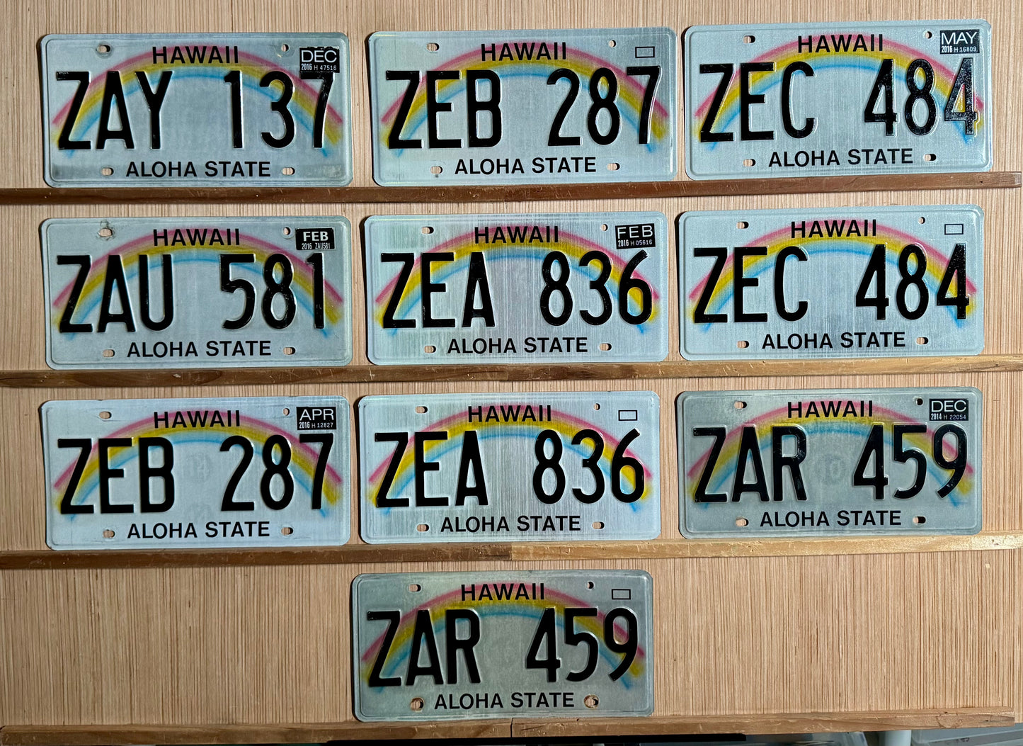 Group of 10 Hawaii Passenger License Plates (Crafter)
