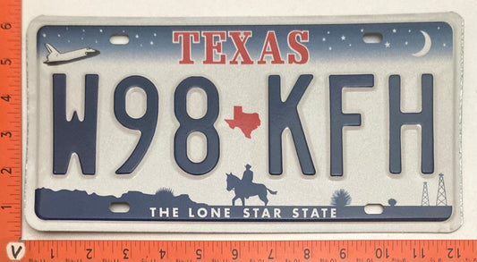 Undated Texas #W98 KFH Passenger License Plate
