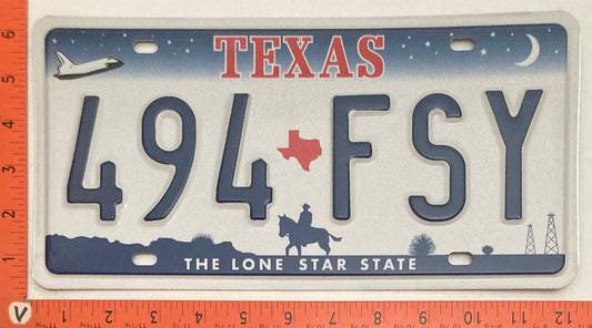 Undated Texas #494 FSY Passenger License Plate