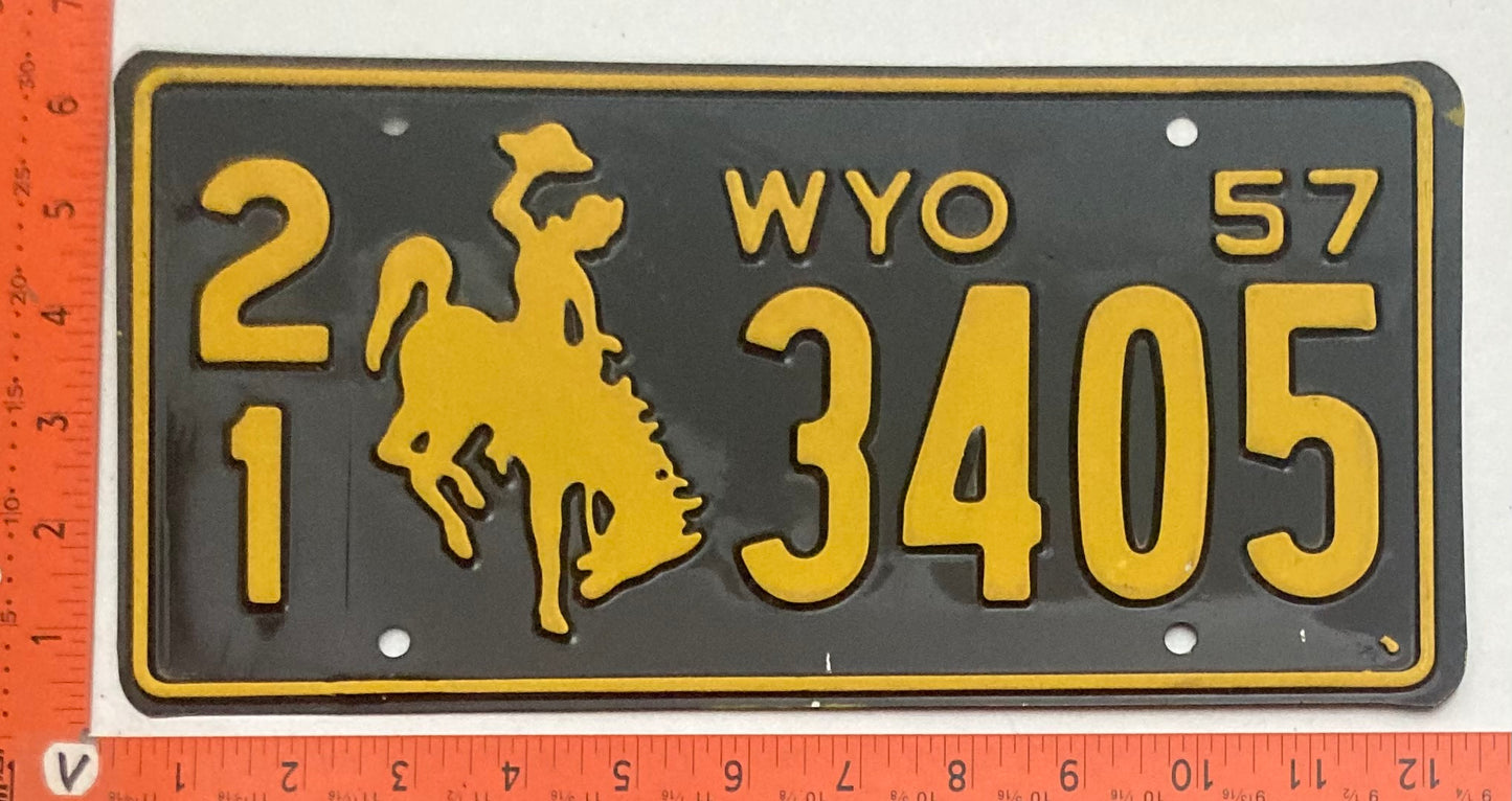 1957 Wyoming #2/1 3405 Passenger License Plate
