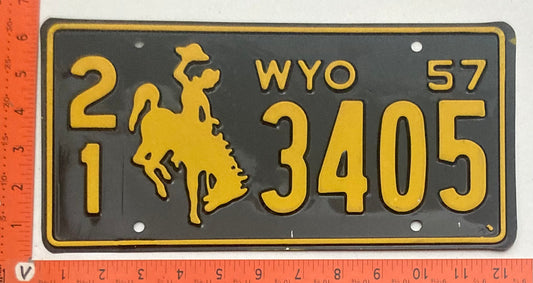 1957 Wyoming #2/1 3405 Passenger License Plate