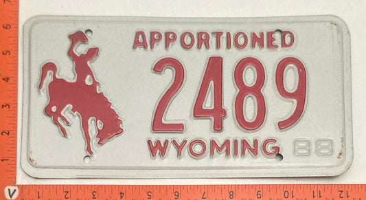 1988 Wyoming #2489 Apportioned License Plate
