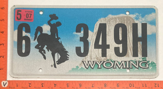 2007 Wyoming #6  349H Passenger License Plate