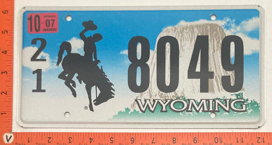 2007 Wyoming #2/1  8049 Passenger License Plate
