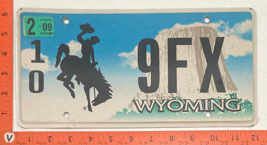 2007 Wyoming #1/0  9FX Passenger License Plate