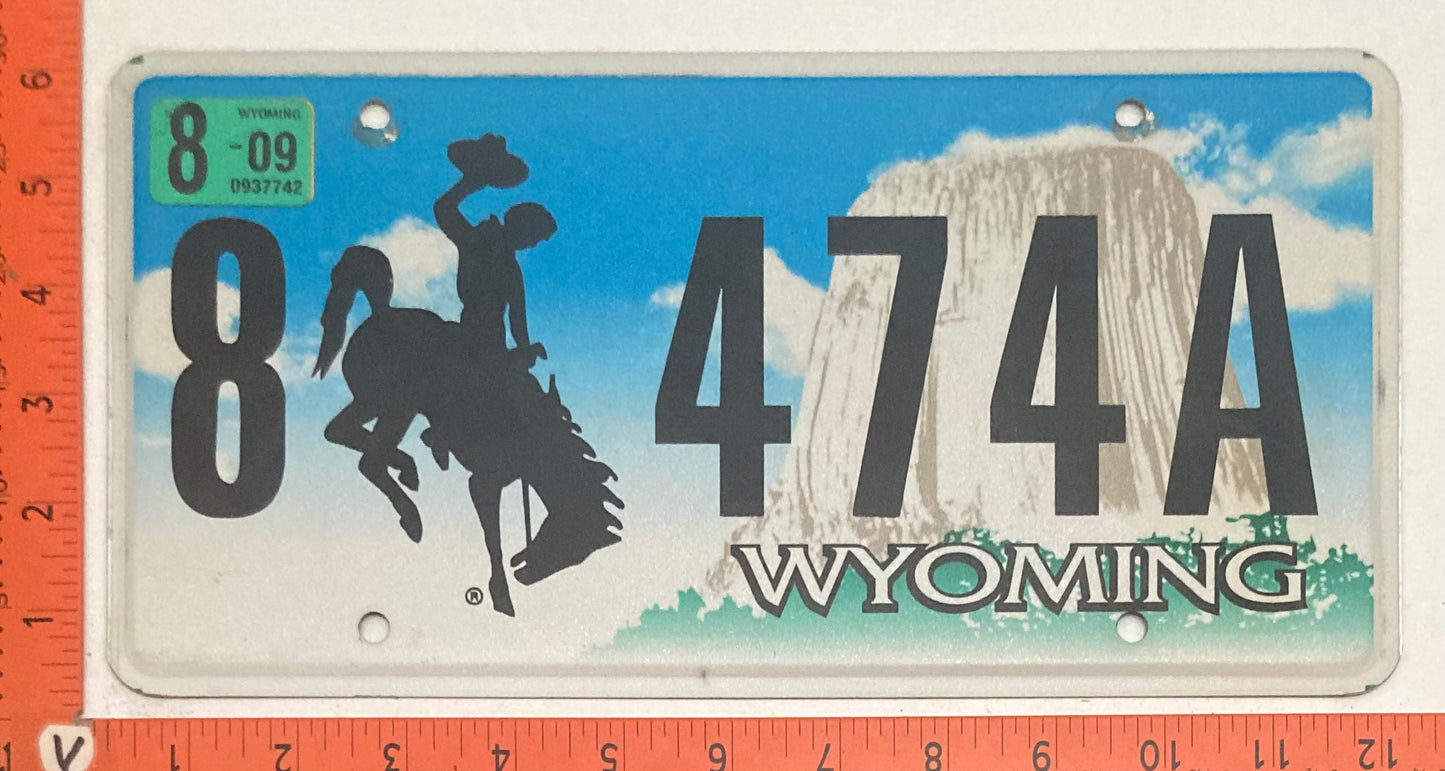 2009 Wyoming #8  474A Passenger License Plate