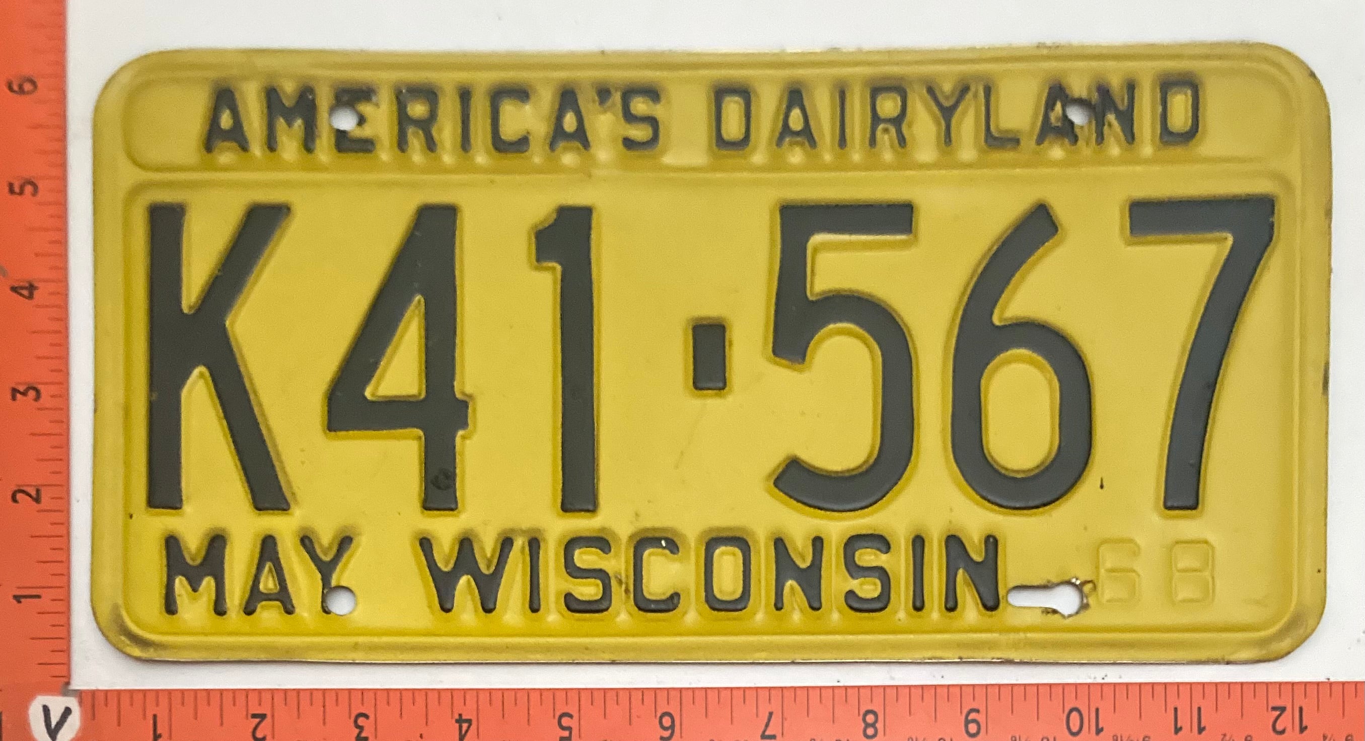1968 Wisconsin #K41-567 Passenger License Plate – LicensePl8s.com