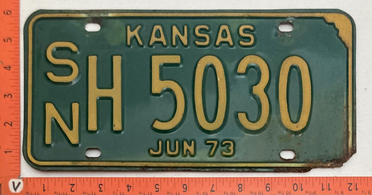 1973 Kansas #S/N H5030 Passenger License Plate