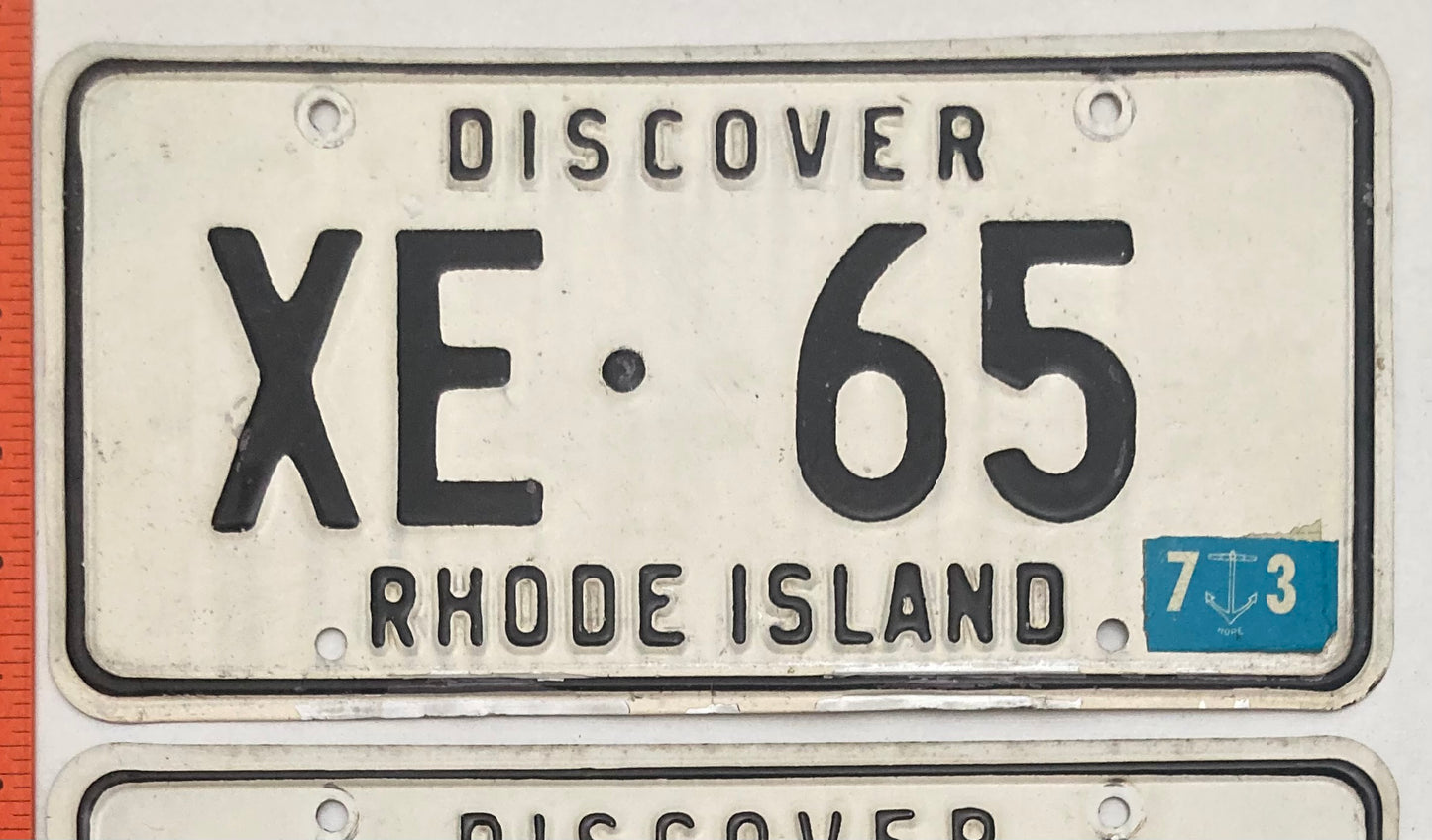 1973 Rhode Island #XE-65 Passenger License Plate PAIR