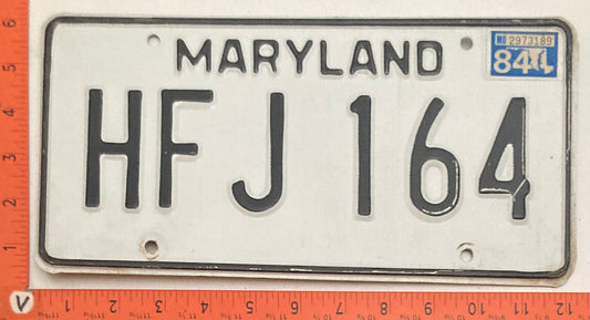 1984 Maryland #HFJ 164 Passenger License Plate