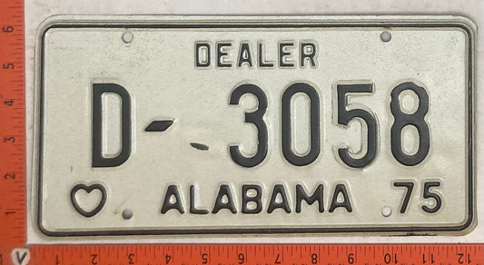 1975 Alabama #D-3058 Dealer License Plate
