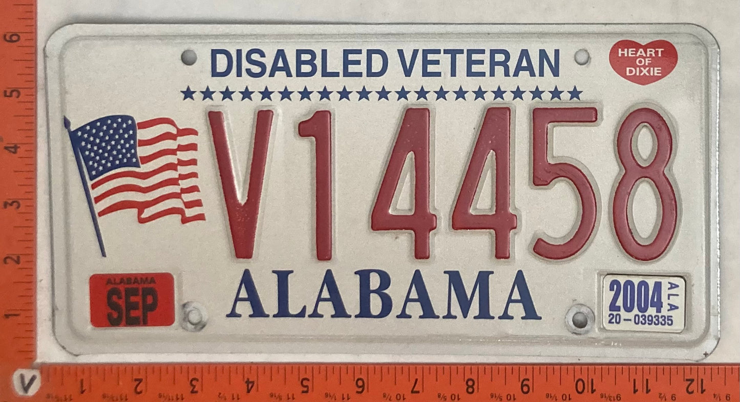 2004 Alabama #V14458 Disabled Veteran License Plate
