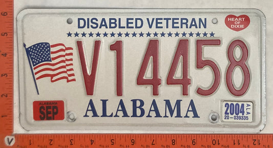 2004 Alabama #V14458 Disabled Veteran License Plate