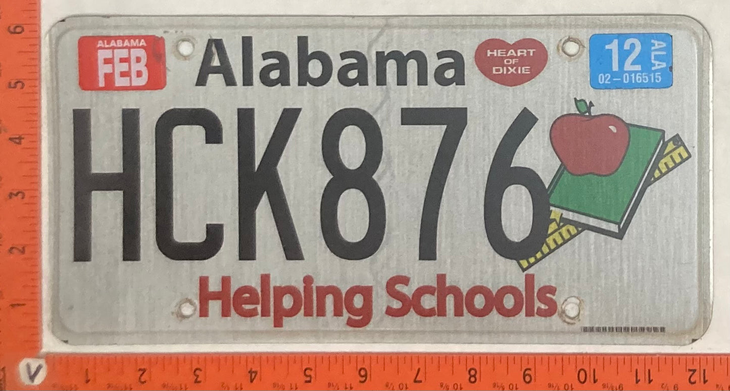 2012 Alabama #HCK876 Passenger License Plate