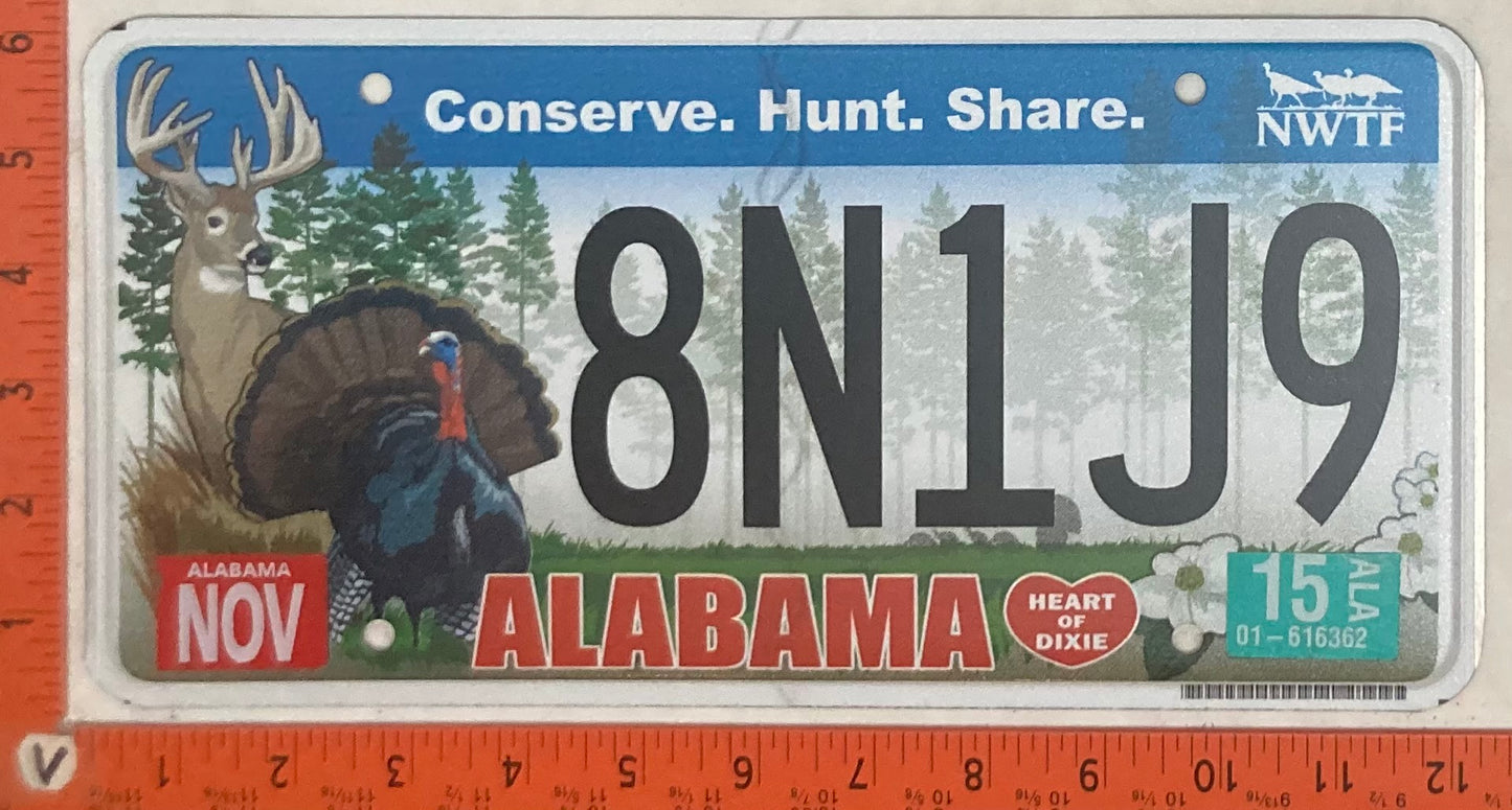 2015 Alabama #8N1J9 Passenger License Plate