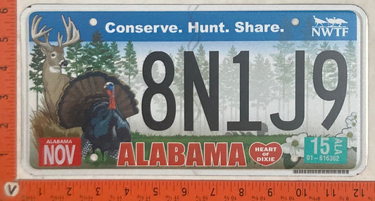 2015 Alabama #8N1J9 Passenger License Plate