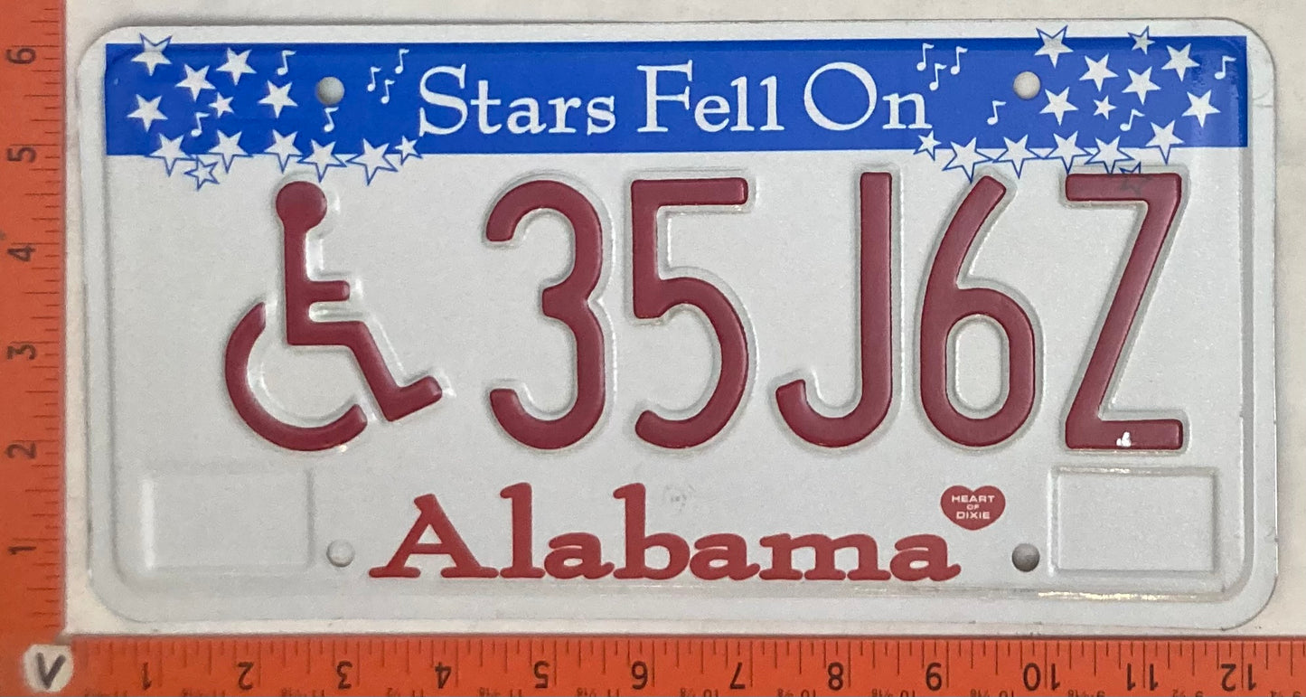 Undated Alabama #35J6Z Passenger License Plate (Handicapped)