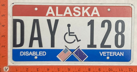 Undated Alaska #DAY 128 Disabled Veteran License Plate