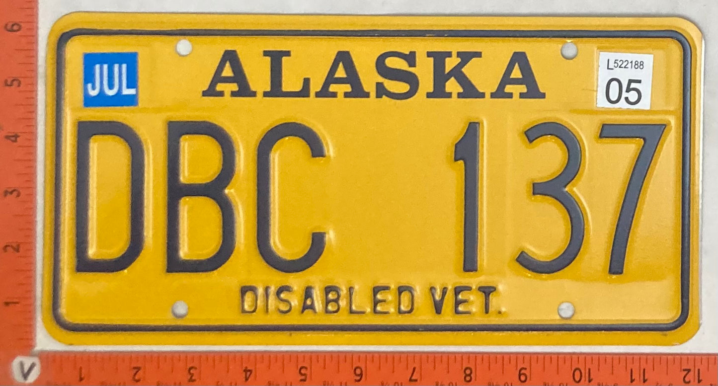 2005 Alaska #DBC 137 Disabled Veteran License Plate