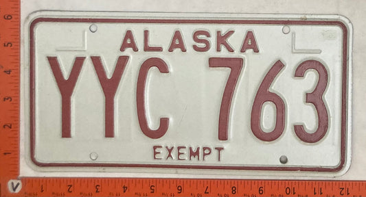 Undated Alaska #YYC 763 Exempt License Plate