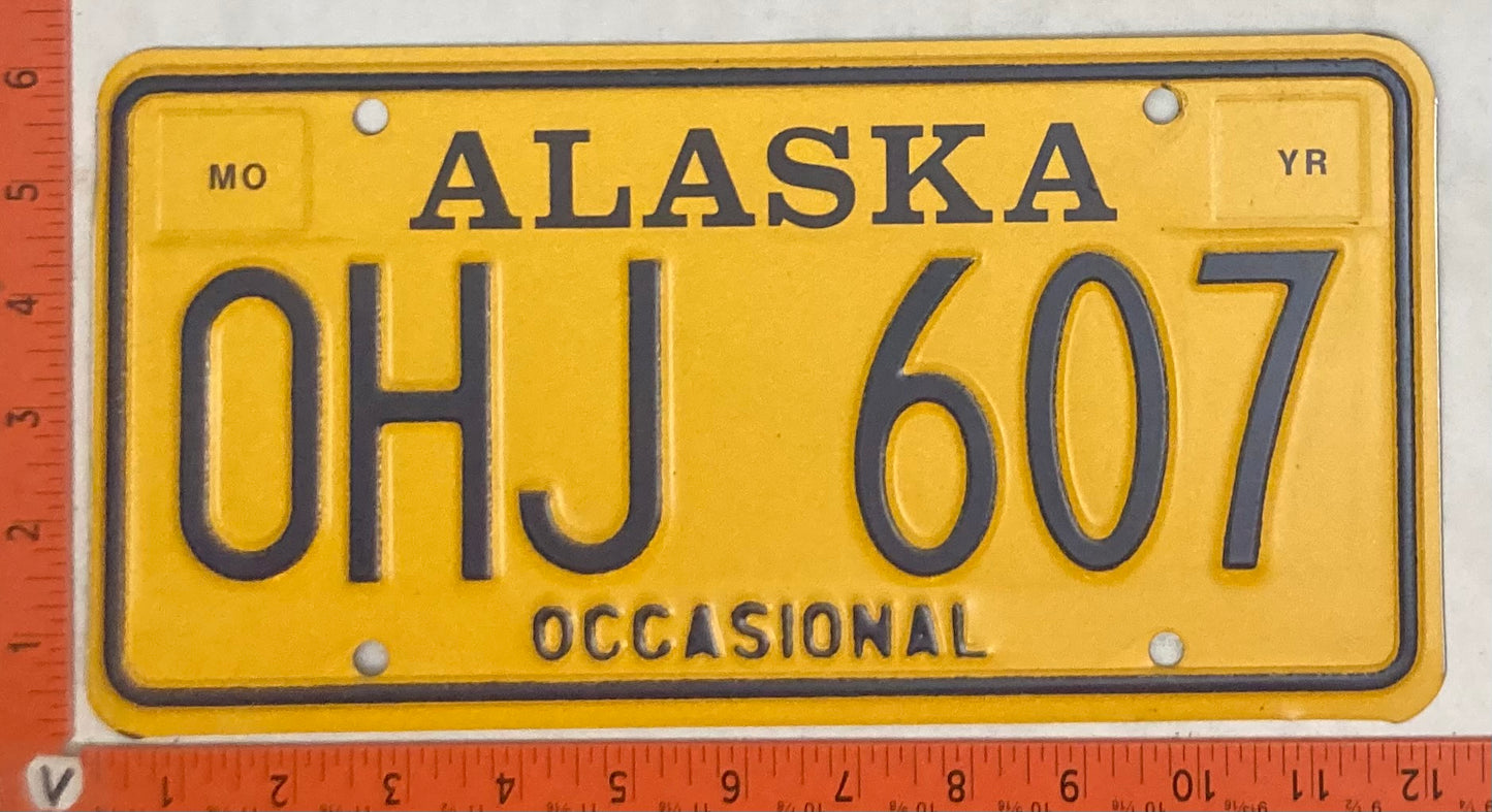 Undated Alaska #OHJ 607 Occasional Passenger License Plate