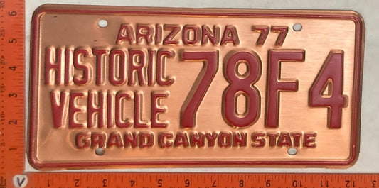 1977 Arizona #78F4 Passenger License Plate (Historic Vehicle)