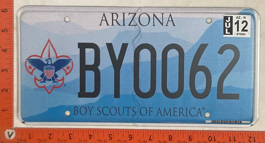 2012 Arizona #BY0062 Passenger License Plate
