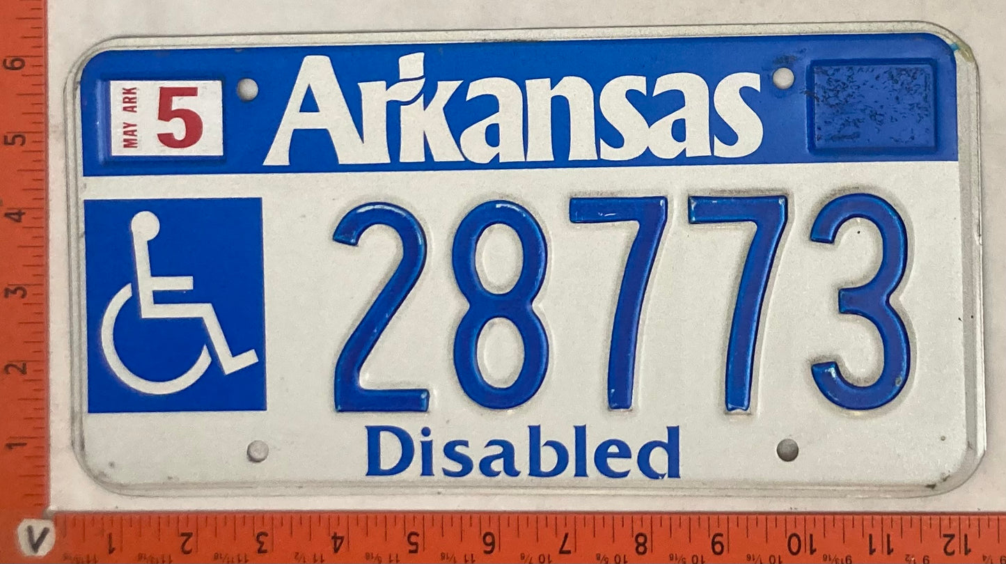 Undated Arkansas #28773 Passenger License Plate (Handicapped)