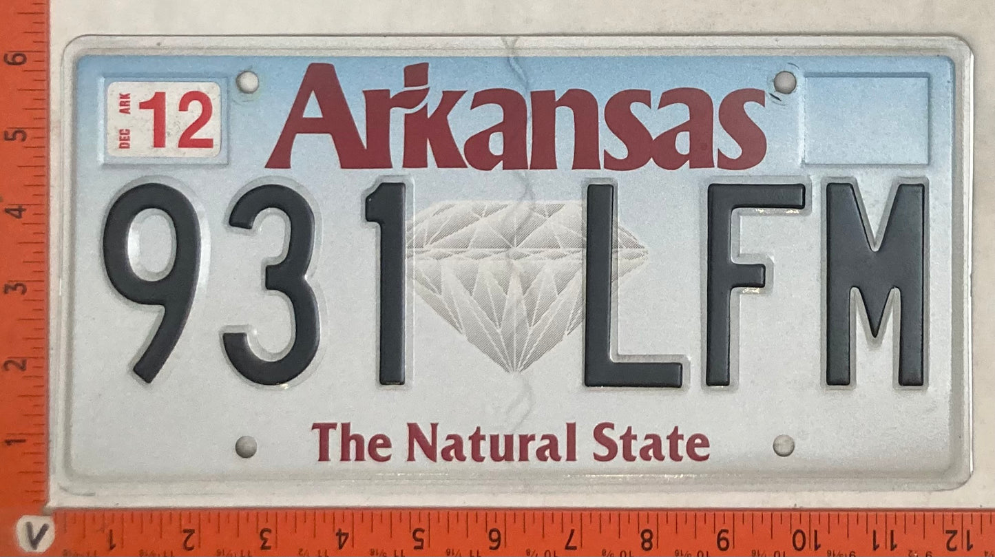 Undated Arkansas #931 LFM Passenger License Plate