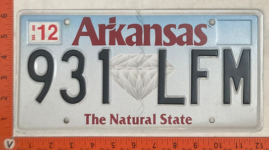 Undated Arkansas #931 LFM Passenger License Plate