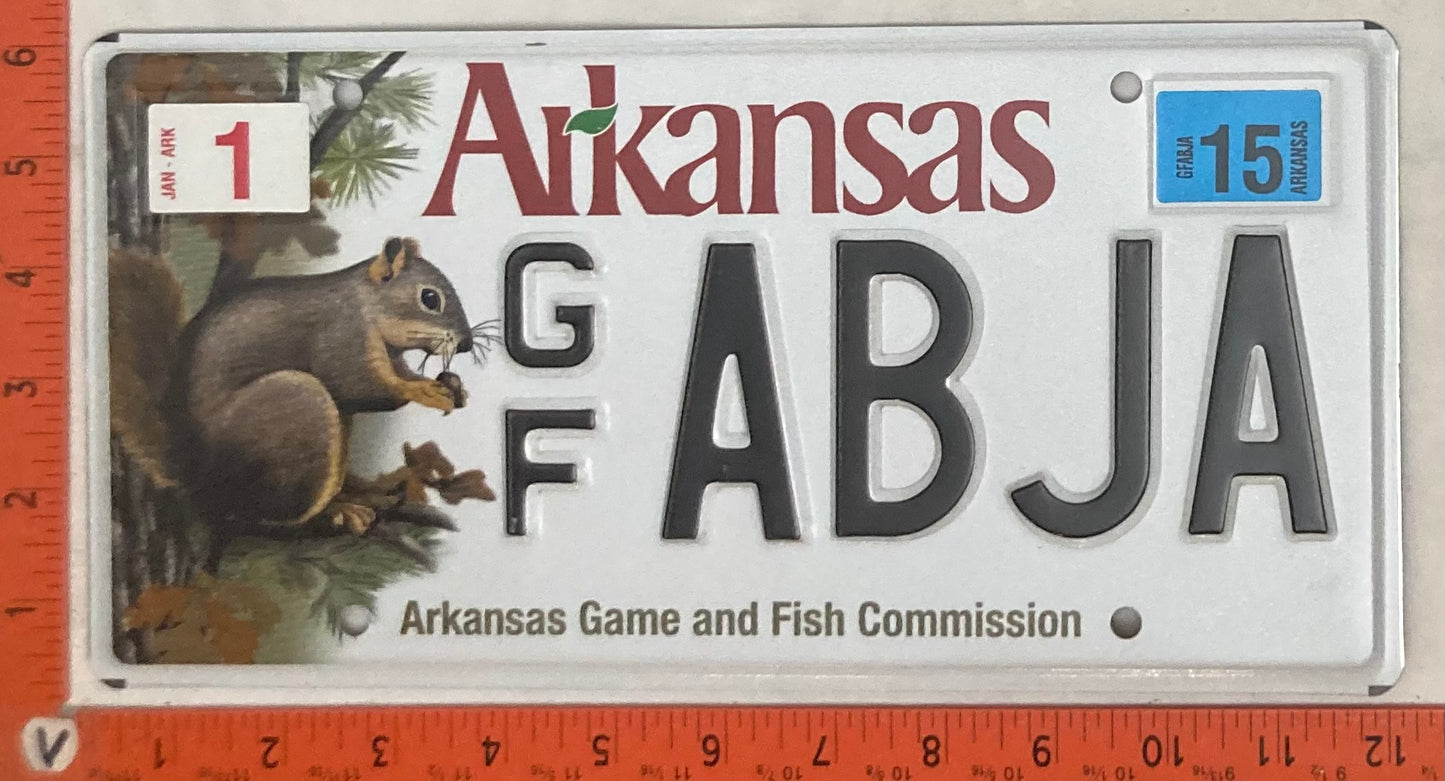 2015 Arkansas #G/F ABJA Passenger License Plate