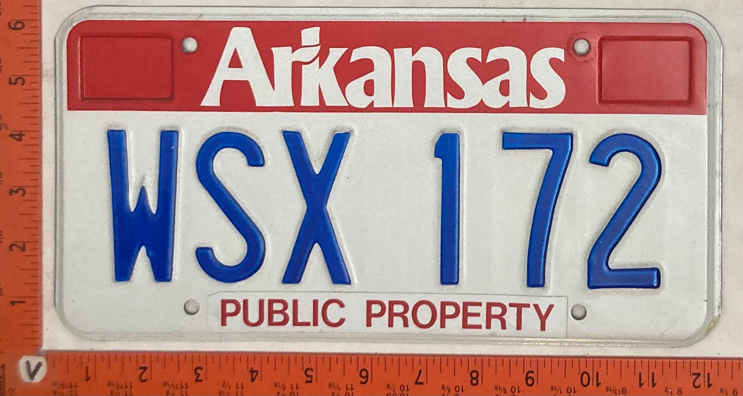 Undated Arkansas #WSX 172 Public Property License Plate