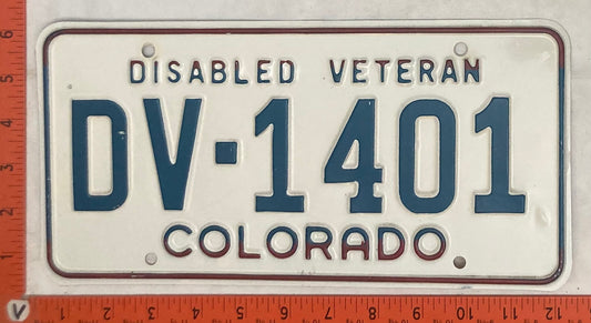 Undated Colorado #DV-1401 Disabled Veteran Passenger License Plate