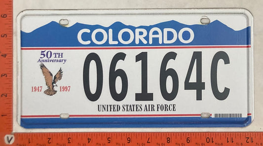 1997 Colorado #06164C Passenger License Plate (USAF)
