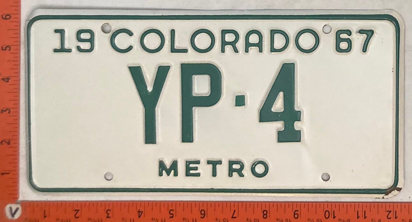 1967 Colorado #YP-4 Metro Truck License Plate