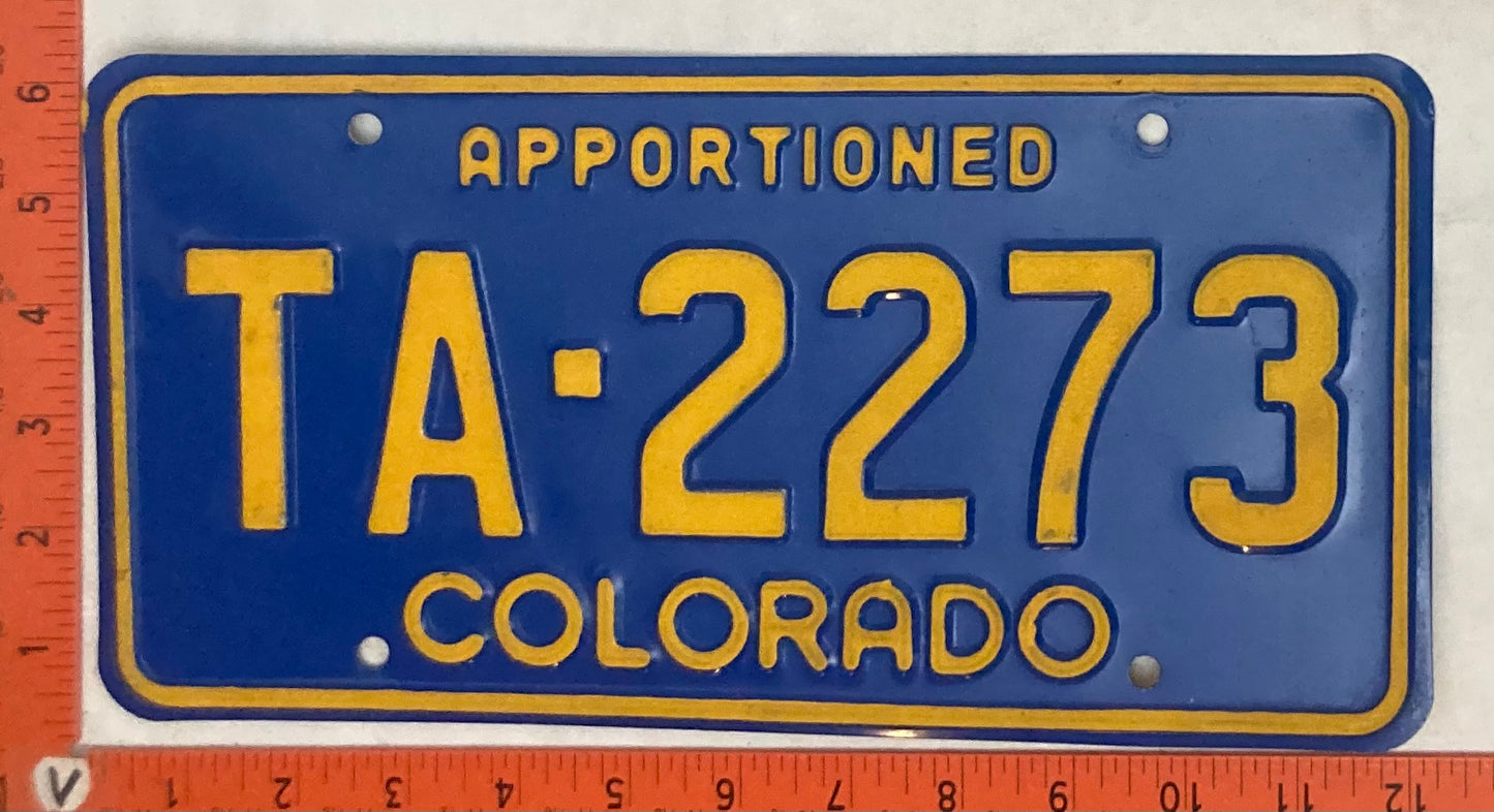 Undated Colorado #TA-2273 Apportioned License Plate