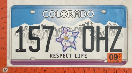 2009 Colorado #157 DHZ Passenger License Plate