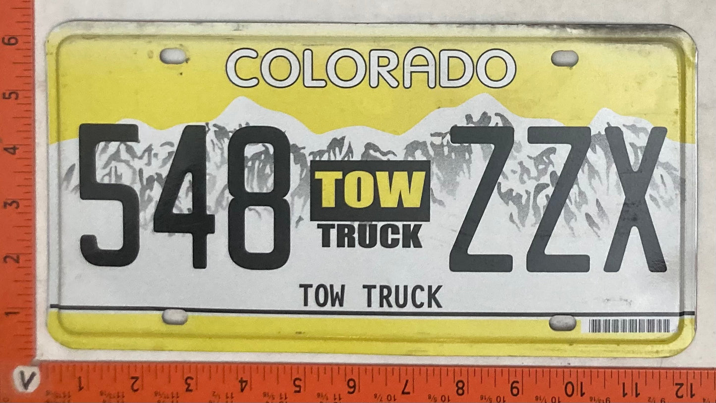 Undated Colorado #548 ZZX Tow Truck License Plate