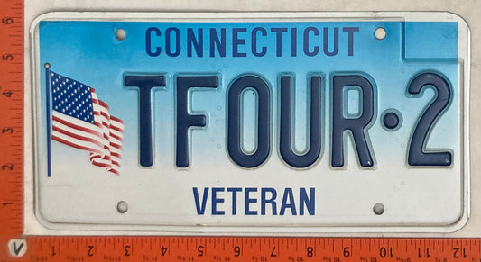 Undated Connecticut #TFOUR-2 Veteran License Plate