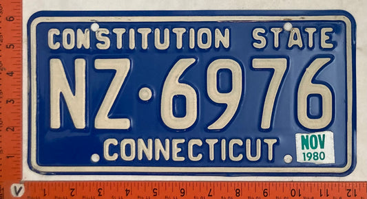 1980 Connecticut #NZ-6976 Passenger License Plate