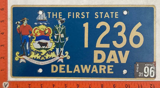1996 Delaware #1236 Passenger License Plate