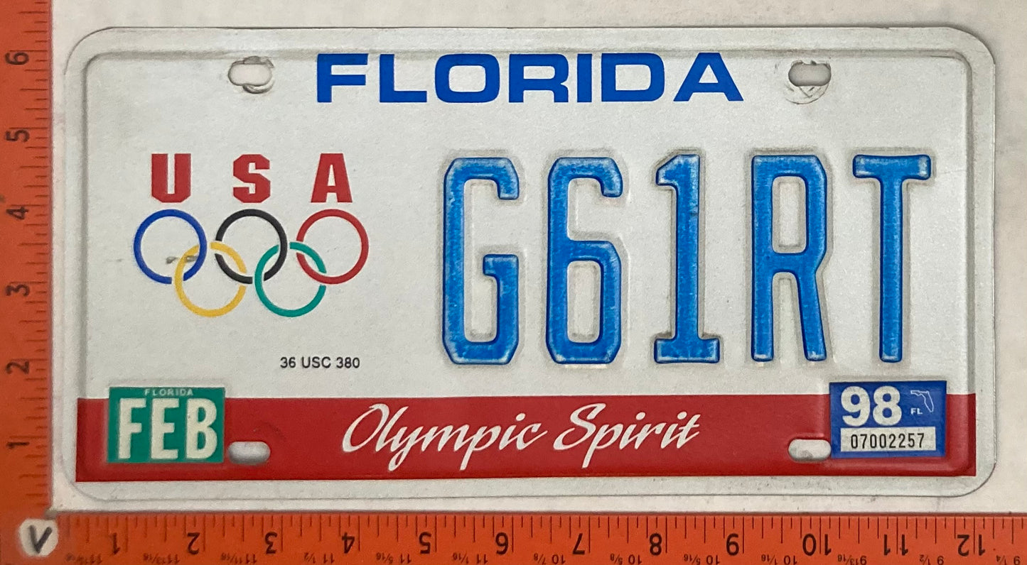 1994 Florida #G61RT Passenger License Plate