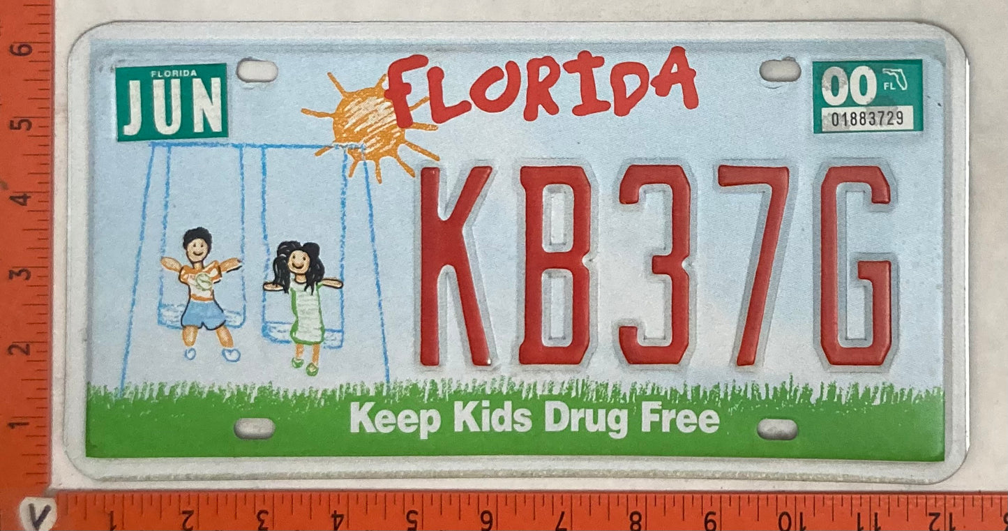 2000 Florida #KB37G Passenger License Plate