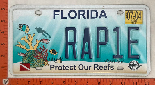2004 Florida #RAP1E Passenger License Plate
