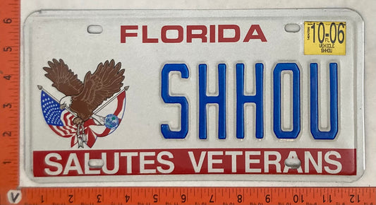 2006 Florida #SHHOU Passenger License Plate